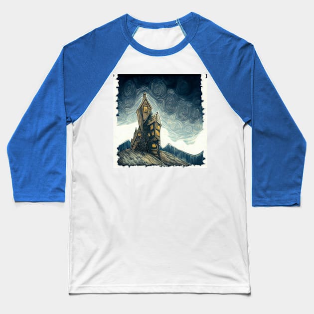 Starry Night Above The Shrieking Shack Baseball T-Shirt by Grassroots Green